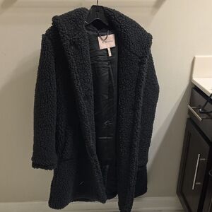 BCBGeneration Black Teddy Coat with Hood
